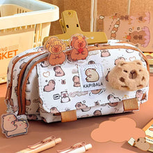 Load image into Gallery viewer, INS Capybara Four-layer Large Capacity Pen Bag Cute Cartoon Pencil Case Stationery Organizer Storage Bag For Students Gift
