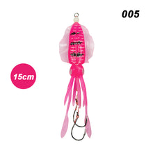 Load image into Gallery viewer, 1PC 10/12/15CM Simulated Squid Lure Bait With Double Hook Sea Fishing Luminous Fake Bait Fishing Supplies
