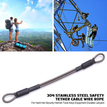 Load image into Gallery viewer, 304 Stainless Steel Safety Tether Cable Wire Rope for Hard Hat Security Helmet Tools Keys Equipment Durable Lanyard