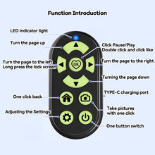 Load image into Gallery viewer, 9-Key Wireless Bluetooth Phone luminous Remote Control for Short Videos Auto-Like Browsing Photo Taking eBook Page Turning Compatible for TikTok YouTube Kindle