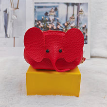 Load image into Gallery viewer, Leather Elephant Change Bag Women's Bag Pendant Creative Card Bag Storage Port Red Envelope Zipper Coin Purse