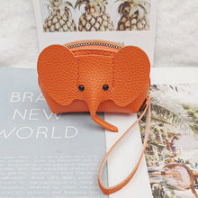 Load image into Gallery viewer, Leather Elephant Change Bag Women's Bag Pendant Creative Card Bag Storage Port Red Envelope Zipper Coin Purse