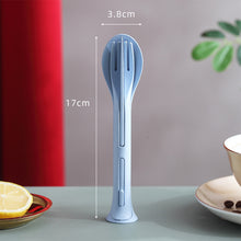 Load image into Gallery viewer, Wheat Straw Outdoor Camping 3 in 1 Portable Knife Fork Spoon Household Plastic Spoon Fork Wheat Western Tableware Set
