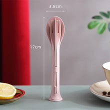 Load image into Gallery viewer, Wheat Straw Outdoor Camping 3 in 1 Portable Knife Fork Spoon Household Plastic Spoon Fork Wheat Western Tableware Set