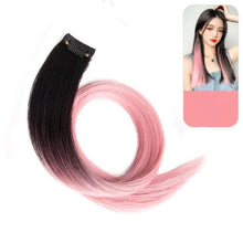 Load image into Gallery viewer, Hanging Ear Dye Wig Piece Female Fashion Spicy Girl Simulation Color Gradient Hair Extension Piece One Piece Natural Seamless Fake Braid