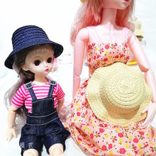 Load image into Gallery viewer, Wavy Edge Cute Straw Hat BJD Straw Hat Pet Hat Cotton Baby Hat Mini Hat Doll Hat Toy Hat Small Hat