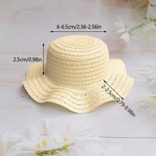 Load image into Gallery viewer, Wavy Edge Cute Straw Hat BJD Straw Hat Pet Hat Cotton Baby Hat Mini Hat Doll Hat Toy Hat Small Hat