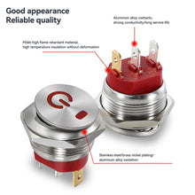 Load image into Gallery viewer, 22mm Metal Car Toggle Switches Button Rocker Switch Stainless Steel 12V 20A Self-locking Two Positions ON-OFF 3 Pins