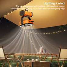 Load image into Gallery viewer, 5400/9000mAh USB Rechargeable Camping Fan Portable Air Circulators Wireless Fans Tent Fan with Hook