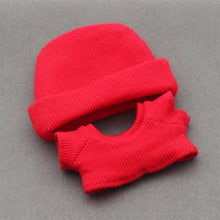 Load image into Gallery viewer, Miniature Knit Flap Hat and T-Shirt Set for 17cm Labubu Dolls Cute DIY Doll Clothes Fashion Accessories Lovely Outfit Gifts for Girls Friends