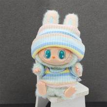 Load image into Gallery viewer, Miniature Knit Flap Hat and T-Shirt Set for 17cm Labubu Dolls Cute DIY Doll Clothes Fashion Accessories Lovely Outfit Gifts for Girls Friends
