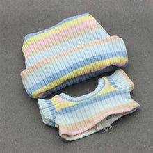 Load image into Gallery viewer, Miniature Knit Flap Hat and T-Shirt Set for 17cm Labubu Dolls Cute DIY Doll Clothes Fashion Accessories Lovely Outfit Gifts for Girls Friends