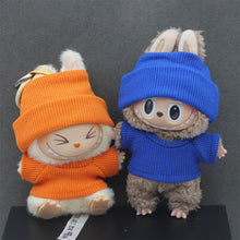 Load image into Gallery viewer, Miniature Knit Flap Hat and T-Shirt Set for 17cm Labubu Dolls Cute DIY Doll Clothes Fashion Accessories Lovely Outfit Gifts for Girls Friends
