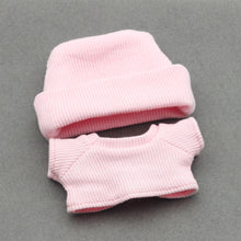 Load image into Gallery viewer, Miniature Knit Flap Hat and T-Shirt Set for 17cm Labubu Dolls Cute DIY Doll Clothes Fashion Accessories Lovely Outfit Gifts for Girls Friends