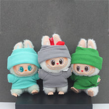 Load image into Gallery viewer, Miniature Knit Flap Hat and T-Shirt Set for 17cm Labubu Dolls Cute DIY Doll Clothes Fashion Accessories Lovely Outfit Gifts for Girls Friends