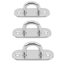 Load image into Gallery viewer, 1Pc 304 Steel Stainless D Shape Boat Ceiling Hanger Ring Heavy Duty Oblong Eye Plate Pad Wall Mount U Hook Garage Hammock
