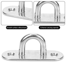 Load image into Gallery viewer, 1Pc 304 Steel Stainless D Shape Boat Ceiling Hanger Ring Heavy Duty Oblong Eye Plate Pad Wall Mount U Hook Garage Hammock