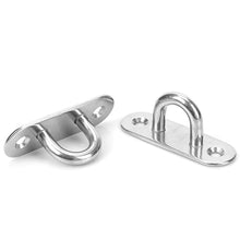 Load image into Gallery viewer, 1Pc 304 Steel Stainless D Shape Boat Ceiling Hanger Ring Heavy Duty Oblong Eye Plate Pad Wall Mount U Hook Garage Hammock