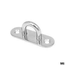 Load image into Gallery viewer, 1Pc 304 Steel Stainless D Shape Boat Ceiling Hanger Ring Heavy Duty Oblong Eye Plate Pad Wall Mount U Hook Garage Hammock