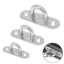 Load image into Gallery viewer, 1Pc 304 Steel Stainless D Shape Boat Ceiling Hanger Ring Heavy Duty Oblong Eye Plate Pad Wall Mount U Hook Garage Hammock