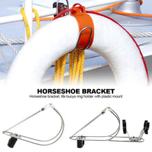 Load image into Gallery viewer, Boat Marine Lifebuoy Ring Horseshoe Bracket Hardware Boat Life Buoy Holder Adjustable Swimming Ring Brackets Rustproof for Yacht