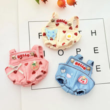 Load image into Gallery viewer, Miniature Cherry-Adorned Denim Overalls Set for 17cm Labubu Dolls Cute DIY Doll Clothes Fashion Accessories Lovely Outfit Gifts for Girls Friends