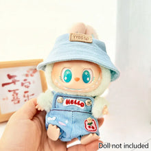 Load image into Gallery viewer, Miniature Cherry-Adorned Denim Overalls Set for 17cm Labubu Dolls Cute DIY Doll Clothes Fashion Accessories Lovely Outfit Gifts for Girls Friends