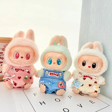 Load image into Gallery viewer, Miniature Cherry-Adorned Denim Overalls Set for 17cm Labubu Dolls Cute DIY Doll Clothes Fashion Accessories Lovely Outfit Gifts for Girls Friends