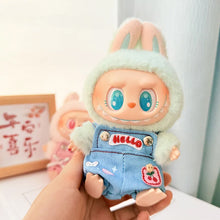 Load image into Gallery viewer, Miniature Cherry-Adorned Denim Overalls Set for 17cm Labubu Dolls Cute DIY Doll Clothes Fashion Accessories Lovely Outfit Gifts for Girls Friends