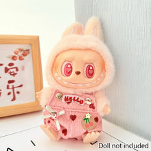 Load image into Gallery viewer, Miniature Cherry-Adorned Denim Overalls Set for 17cm Labubu Dolls Cute DIY Doll Clothes Fashion Accessories Lovely Outfit Gifts for Girls Friends