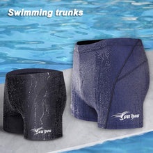 Load image into Gallery viewer, Men's Flat Angle Plus Size Drawstring Swimming Trunks Waterproof Quick-Drying High Elastic Swimming Shorts With Lining