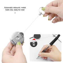 Load image into Gallery viewer, 1PC Stainless Steel Easy To Pull Button Key Chain With Silicone Pen Sleeve Retractable Anti-Loss Anti-Theft Wire Rope Buckle