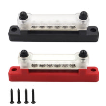 Load image into Gallery viewer, 12V Boat Camper RV Bus Bar Terminal Block 1/4 Inch Stud 150A Electrical Power Distribution Block Bus Bar M6 Screw for Truck Caravan