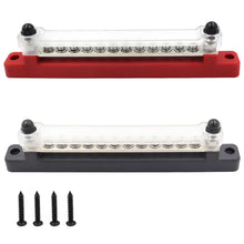 Load image into Gallery viewer, 12V Boat Camper RV Bus Bar Terminal Block 1/4 Inch Stud 150A Electrical Power Distribution Block Bus Bar M6 Screw for Truck Caravan
