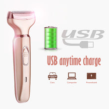 Load image into Gallery viewer, 2 In 1 Epilator Electric Lady Shaver Body Hair Painless Removal Cordless Trimmer Razor Face Leg Armpit Bikini Hand Pubic Shaver Razor Gifts For Women