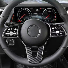 Load image into Gallery viewer, Car Steering Wheel Button Frame Trim Cover Carbon Fiber Bright Black for Mercedes Benz A B C E GLC GLA CLA GLS GLE EQC GLB