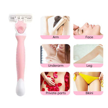 Load image into Gallery viewer, Soap Head 1 Handle+4 Blades Men Women Manual Safety Razor 6-Layer Stainless Steel Hair Removal Shaving Replaceable Shaver Head