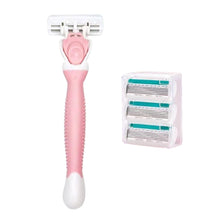 Load image into Gallery viewer, Soap Head 1 Handle+4 Blades Men Women Manual Safety Razor 6-Layer Stainless Steel Hair Removal Shaving Replaceable Shaver Head