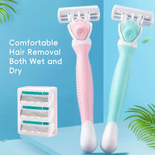 Load image into Gallery viewer, Soap Head 1 Handle+4 Blades Men Women Manual Safety Razor 6-Layer Stainless Steel Hair Removal Shaving Replaceable Shaver Head