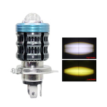 Load image into Gallery viewer, H4 Motorcycle LED Projector Headlight Scooter Motorbike Bulb Dual Color DRL Hi/Lo Beam Light