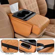 Load image into Gallery viewer, 7.5cm Car Armrest Box Thicken Height Pad Arm Rest Cushion with Pocket Tissue Cup Holder Memory Cotton Elbow Support Height Pad