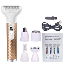 Load image into Gallery viewer, 5 IN 1 Portable Painless Electric Epilator Rechargeable Body Hair Removal Cordless Trimmer Razor Available for Men And Women Gifts