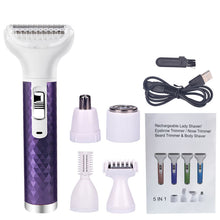 Load image into Gallery viewer, 5 IN 1 Portable Painless Electric Epilator Rechargeable Body Hair Removal Cordless Trimmer Razor Available for Men And Women Gifts