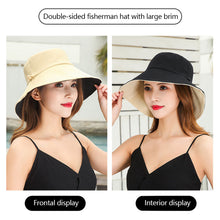 Load image into Gallery viewer, Double-Sided Fisherman Hat for Women Wide Brim Breathable Summer Sun Protection Hat Adjustable Chin Strap Outdoor Travel Daily Use