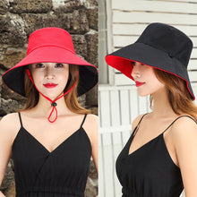Load image into Gallery viewer, Double-Sided Fisherman Hat for Women Wide Brim Breathable Summer Sun Protection Hat Adjustable Chin Strap Outdoor Travel Daily Use