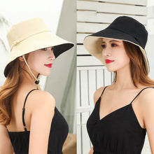 Load image into Gallery viewer, Double-Sided Fisherman Hat for Women Wide Brim Breathable Summer Sun Protection Hat Adjustable Chin Strap Outdoor Travel Daily Use