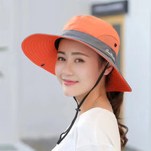 Load image into Gallery viewer, UV Protection Ladies Ponytail Hat Folding Bucket Hat Wide-Brimmed Sun Hat for Outdoor Travel Hiking Biking and Beach