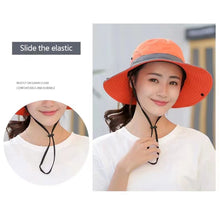 Load image into Gallery viewer, UV Protection Ladies Ponytail Hat Folding Bucket Hat Wide-Brimmed Sun Hat for Outdoor Travel Hiking Biking and Beach