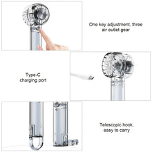 Load image into Gallery viewer, Transparent Cooling Fan With Retractable Buckle Desktop Turbo Fan Outdoor Handheld Fan USB Charging