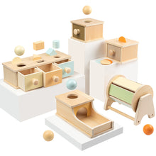 Load image into Gallery viewer, Montessori Wooden Toys Baby Coin Ball Busy Drum Color Shape Cognition Match Educational Training Sensory Toy Baby Teaching Aid Gifts
